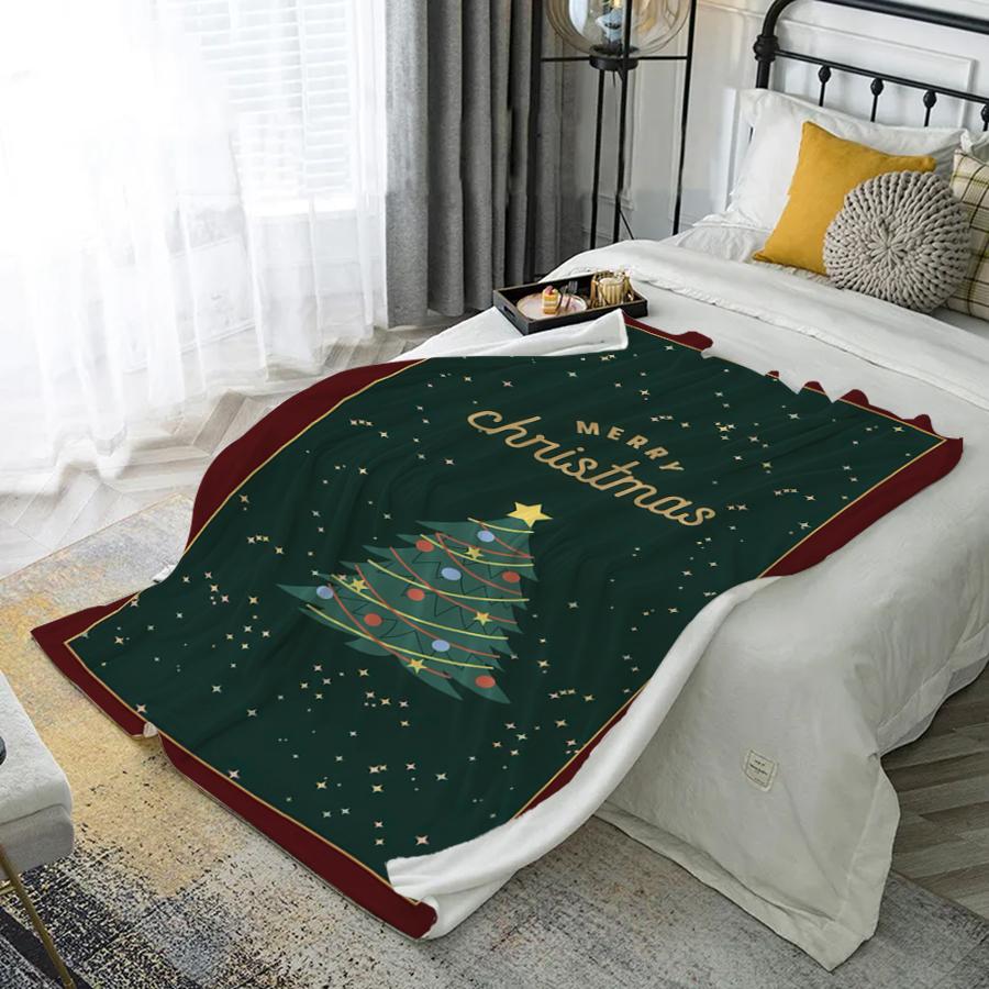 Merry Christmas Snowflakes Microfiber Flannel Cover Blanket Bedroom Living Room Sofa Soft And Comfortable Home Decoration