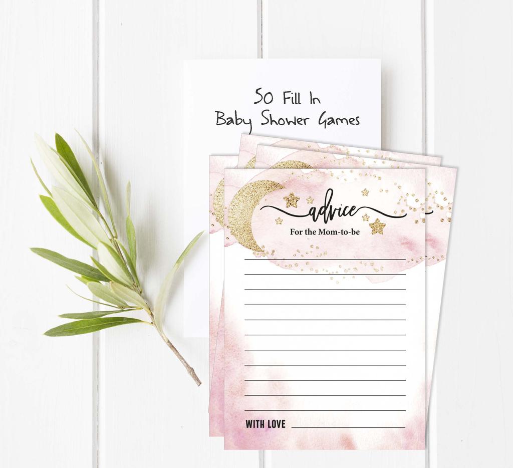 Inkdotpot 50A Advice CardsA For Baby Shower Game Glitter Star Advice For New Mom & Dad Gender Reveal Boy Or GirlA Party