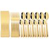 24Pcs Gold Dinnerware Set Luxury 304 Stainless Steel Cutlery Set Knife Fork Spoon Tableware Set Western Flatware Dishwasher Safe