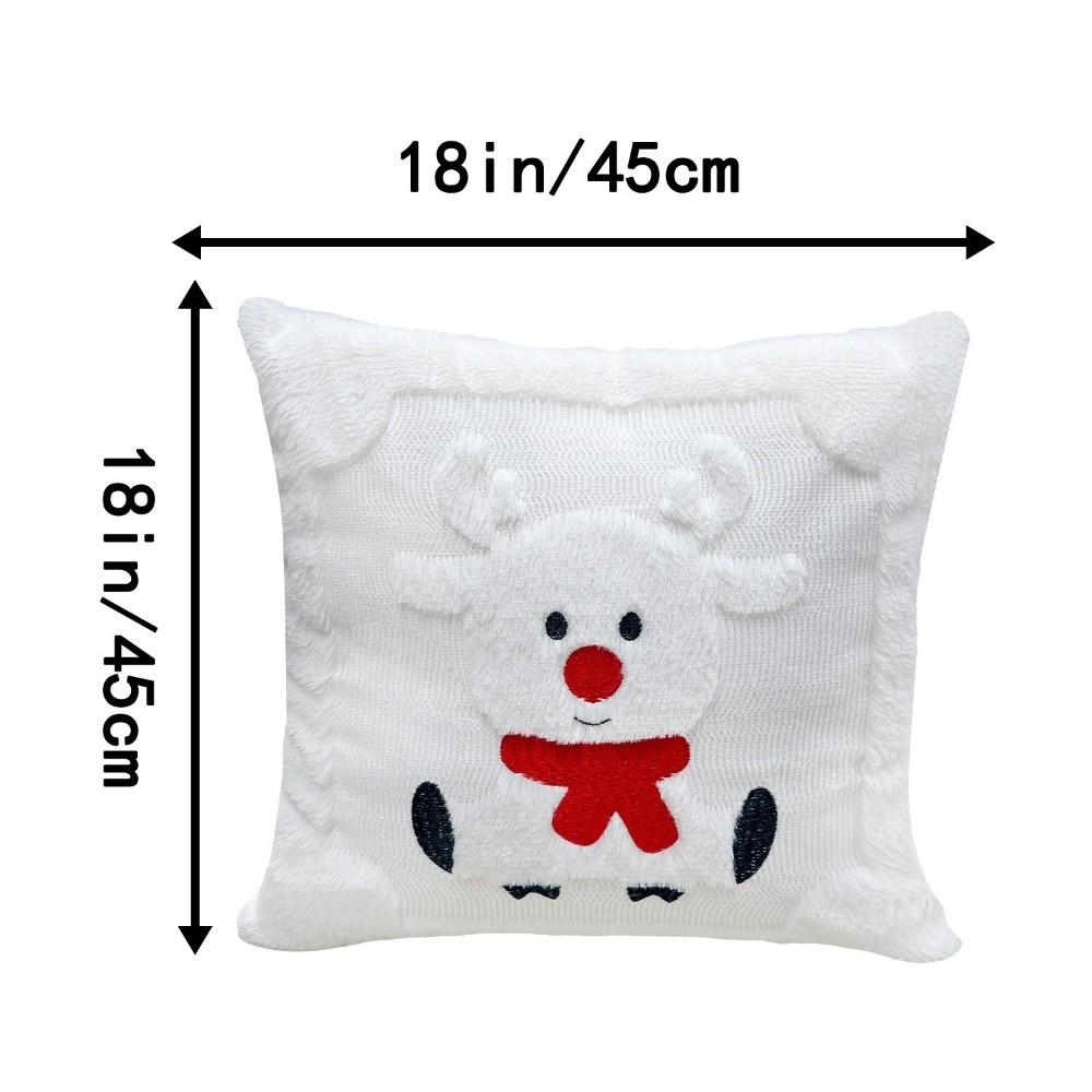Reindeer Christmas Pillow Covers Plush Xmas Pillowslip Throw Cushion Case Festive Holiday
