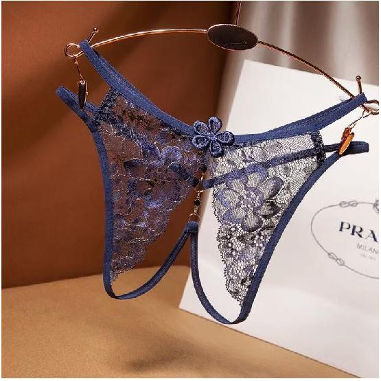 Women Sexy Tassel Hollow Out Panties Mesh Pearl Briefs Crochet Lace Up Panty Thongs G String Lingerie High Waist Panties