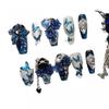 Handmade 11-Piece Blue 3D Butterfly Press-On Nails Medium Length Women Girls Sweet Chic Style