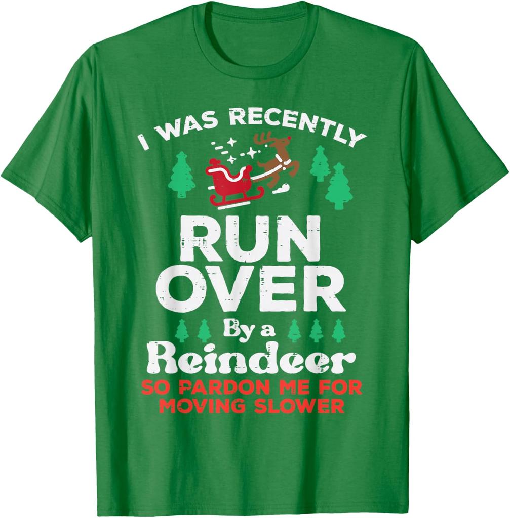 Christmas Runover By Reindeer Funny Xmas Tshirt 100 Cotton Oneck Short Sleeve Summer Casual Unisexs Tshirt Streetwear