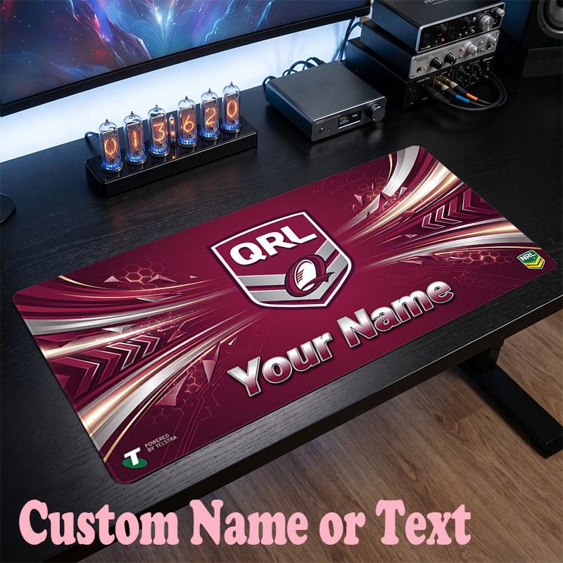Queensland Maroons Customized Name Text Mouse Pad, Large Desk Mouse Mat Personalized Home Office Present