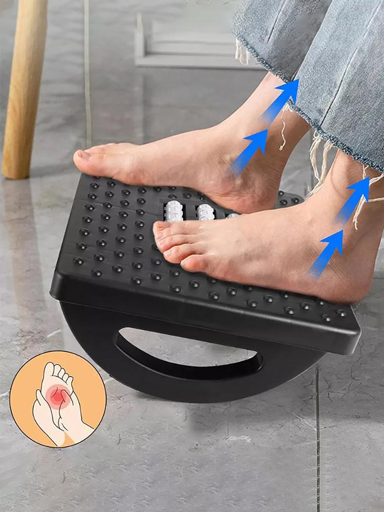 Портативный дизайн, эргономичная подставка для ног под столом, регулируемая высота, угол наклона, массажный роликовый стол, подставка для ног, снятие боли