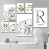 Personalized Poster Baby Name Custom Canvas Painting Print Lion Elephant Raccoon Rabbit Wall Art Decoration Kids Bedroom Picture