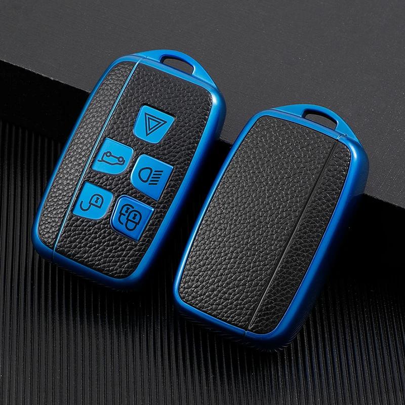 For Land Rover Range Rover Discovery Evoque Sport Velar for Jaguar XE E-Pace TPU Leather Car Remote Key Case Cover Shell Fob