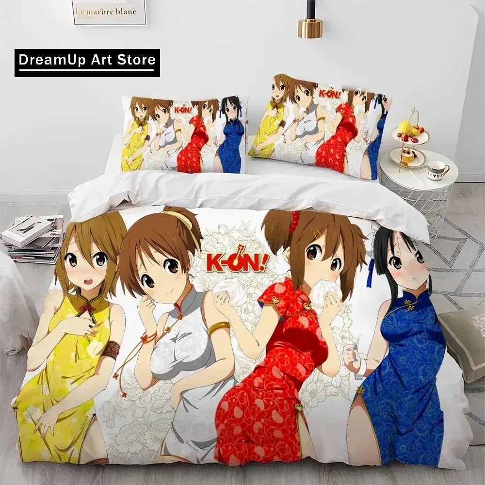 3D K-ON Мультяшный Милый Лолита Кавайные Девочки Комплект Постельного Белья Одеяло, Пододеяльник Комплект Постельного Белья Покрывало Наволочка, Комплект Постельного Белья размера Квин