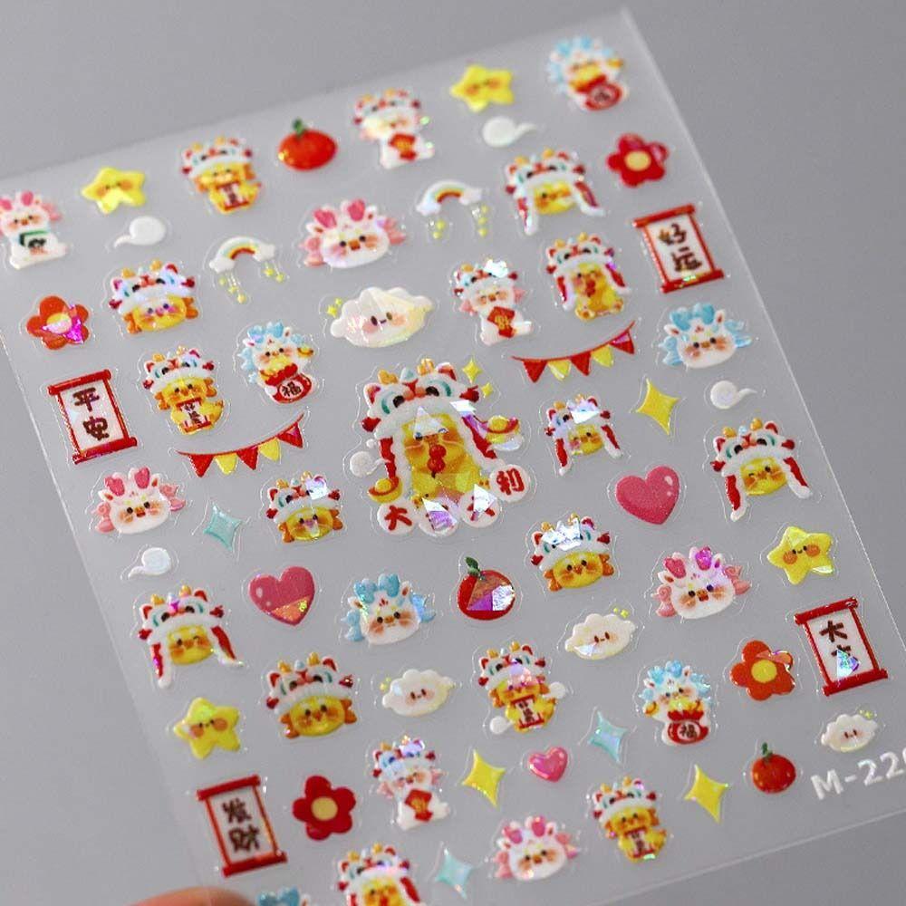 Весенний фестиваль, китайский Новый год, наклейки для ногтей с драконом, украшения для ногтей с драконом, леди