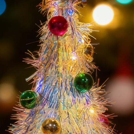 Металлическая мишура Рождественская елка Светящаяся фольгированная бахрома Рождественская елка с шарами для праздничного домашнего офиса настольное украшение