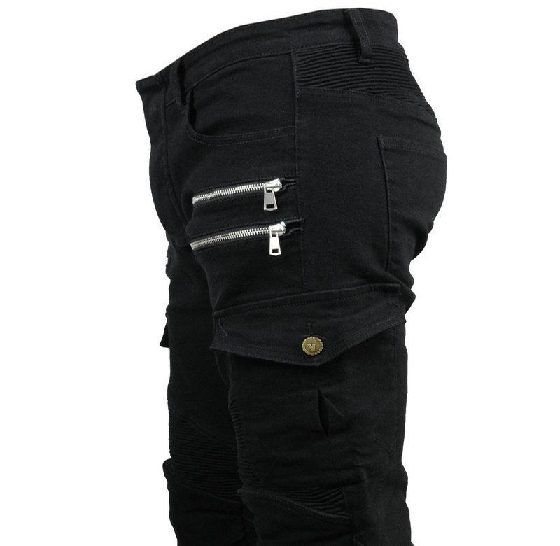 Мужские мотоциклетные джинсы на четыре сезона с защитной экипировкой, повседневные внедорожные на молнии, гоночные штаны против падений