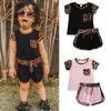 2Pcs Leopard Print Outfit for Baby Girl Summer Short Sleeve Pocket Round Neck Top Shorts Cute Sisters Matching Suit for Daily Wear Photography Parties