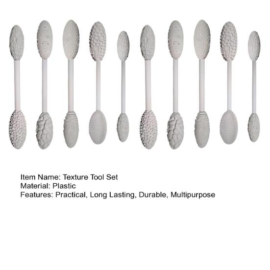5/10Pcs Texture Tool Sets Durable Construction Ergonomic Handle Design DIY Oval Pattern Rollers Kit Modeling Sticks
