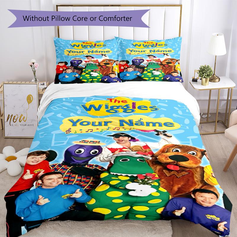 Wiggles Customized Name Bed Sheet Set Design for Study room Wrinkle Resistant Bedroom Decor Perfect Gift for Friends & Family