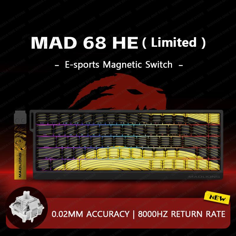 MADLIONS Mad60 Mad68 HE Механическая клавиатура Магнитный переключатель Madcatz Mad60he Проводная игровая клавиатура Rapid Trigger Custom Keyboard