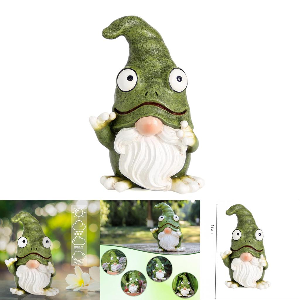 Frog Gnome Figurine Resin Decor For Home Garden Creative Display