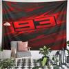 "Bold Red 93 Graphic on Black" Pattern Wall Hanging Tapestry Decorative Tapestry Home Decor for Bedroom and Living Room