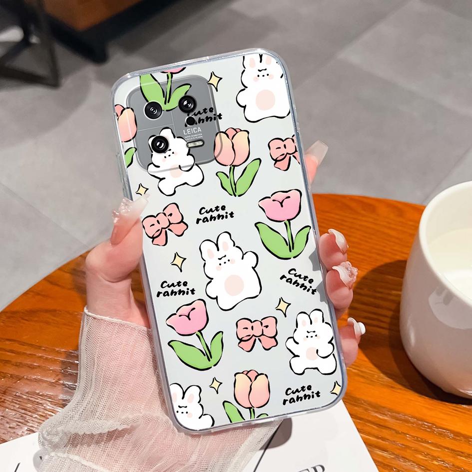 Для Xiaomi 13 14 12 12S 12T 12X Ultra Lite Poco M7 X7 Pro чехол для телефона милый мультяшный рисунок животного прозрачный силиконовый защитный чехол для Xiaomi Capa