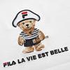 Fila Мультяшная футболка с принтом медведя, круглым вырезом и короткими рукавами, женский топ, белый F11W218110FWT