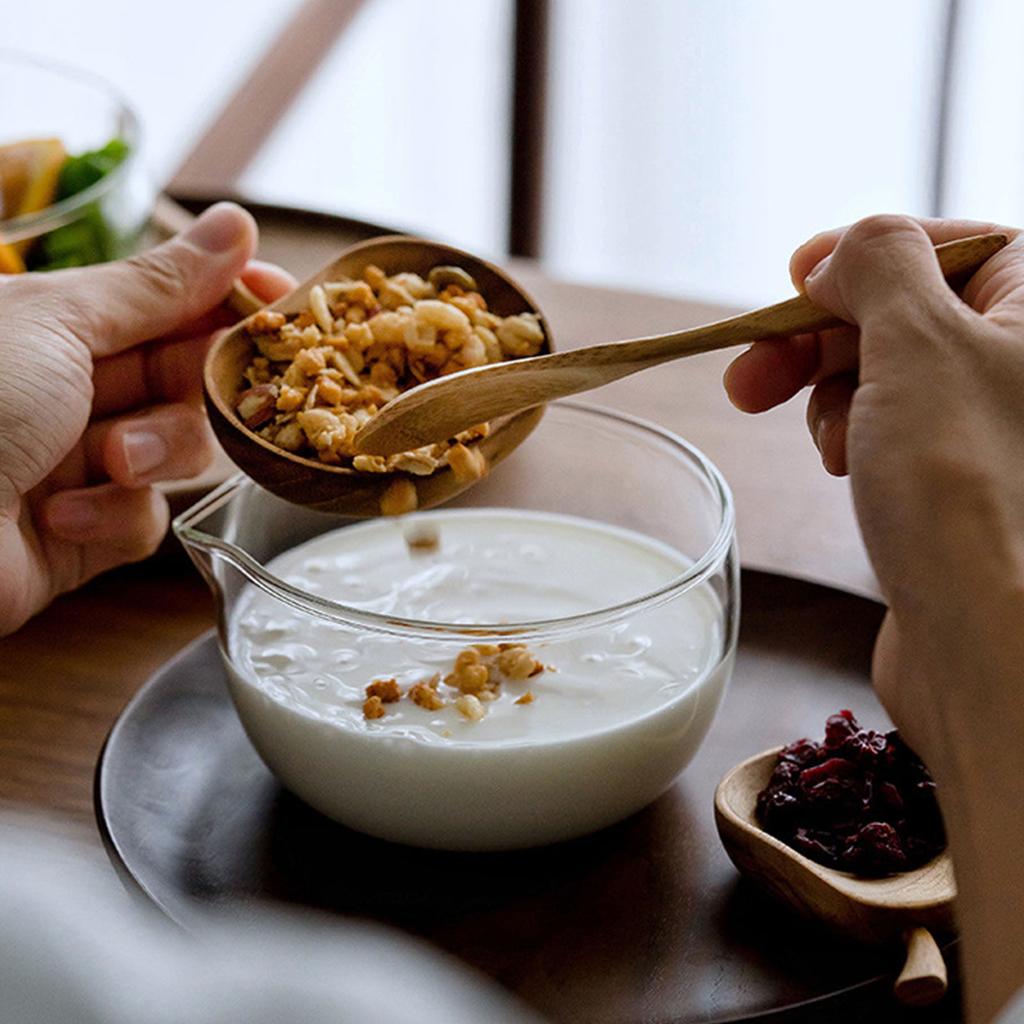 Heat Resistant Glass Mixing Bowl 350/600ml Salad Bowl with Drainage Nozzle Milk Coffee Cup Food Container Enduring