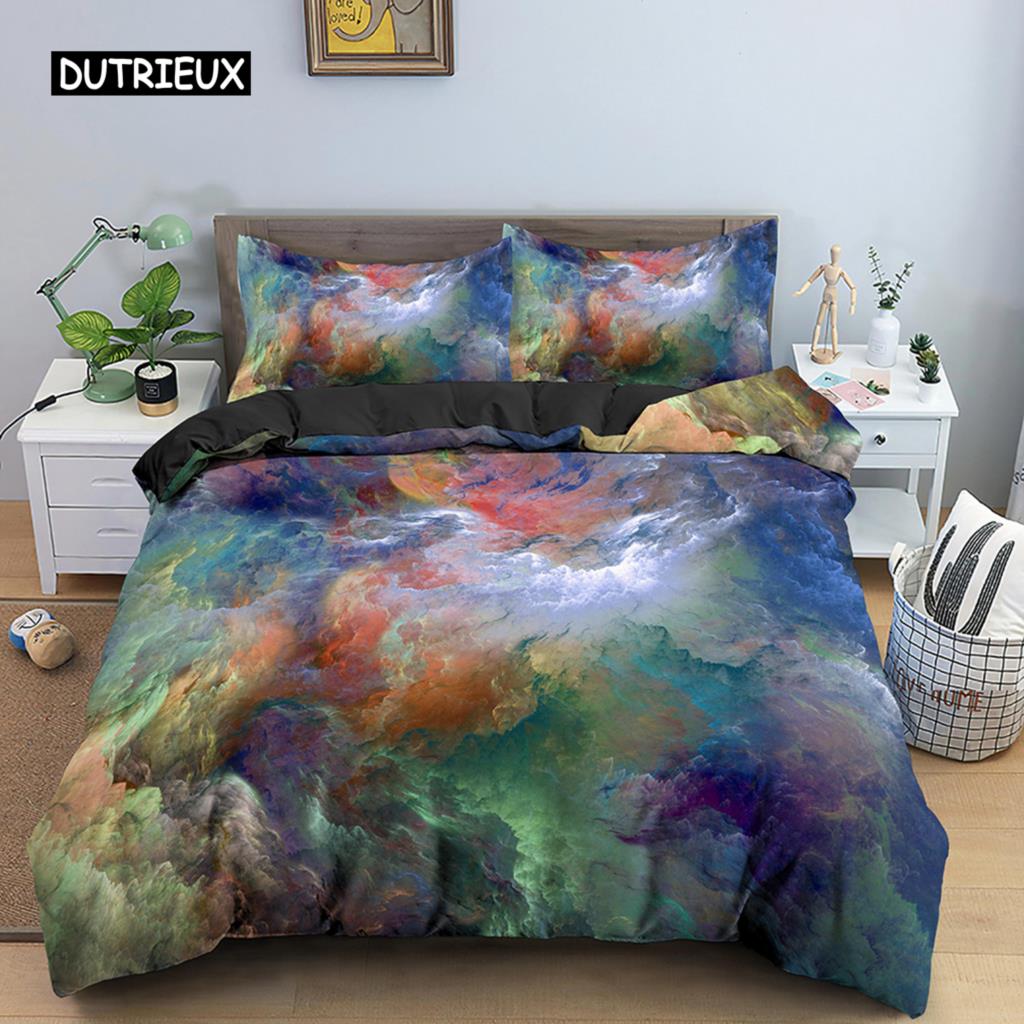 3D Пододеяльник Психоделический комплект постельного белья Роскошный пододеяльник с застежкой-молнией 2/3 шт. Пододеяльник King Пододеяльник из полиэстера