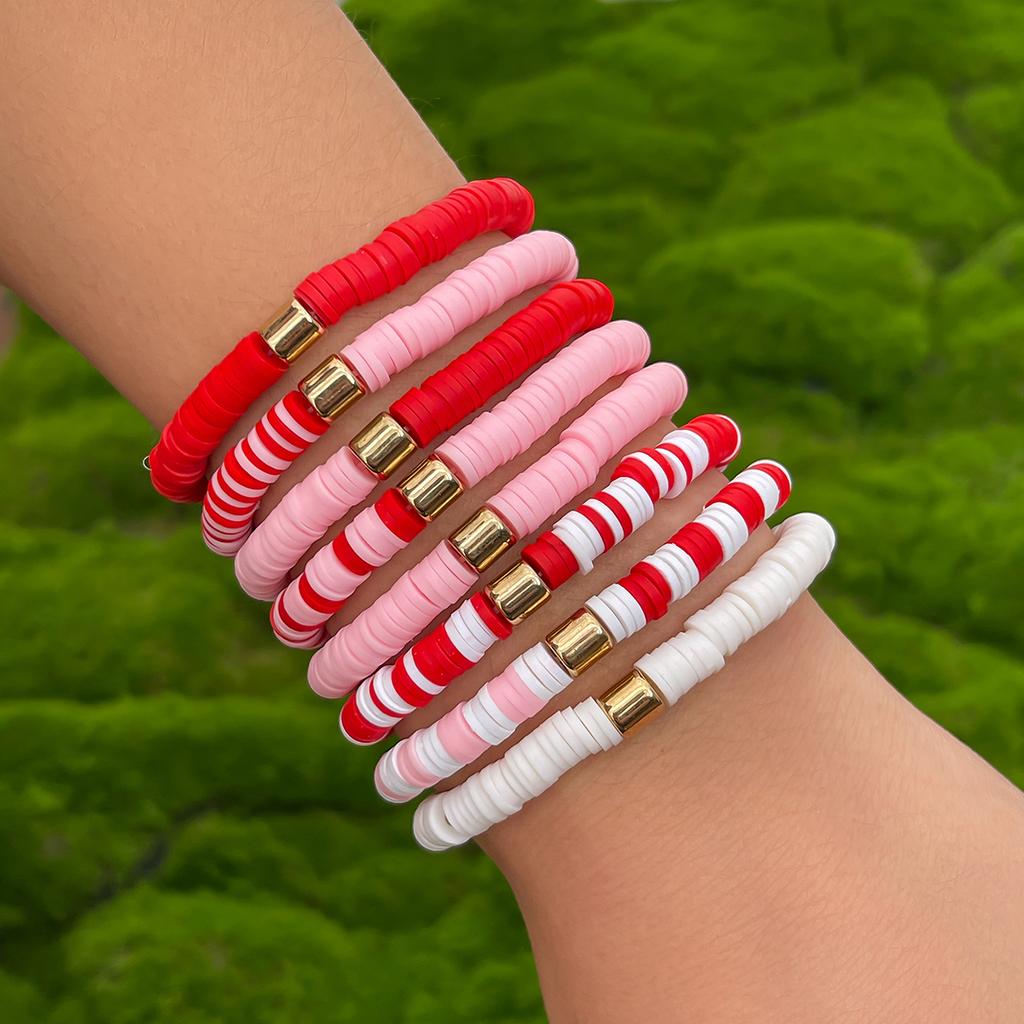 Ingemark 10 Styles Romantic Soft Ceramic Acrylic Beads Letter Chain Bracelet Boho Sweet Heart Bangles Y2K Aesthetics Jewelry New