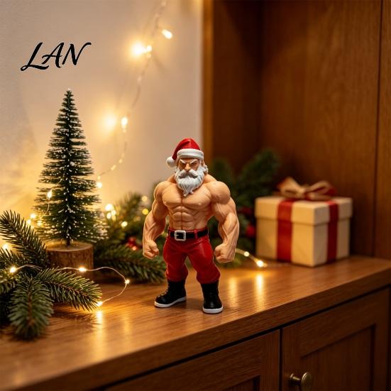 Modern Festive Room Accents 3D Printed Fitness Santa Claus Figurine, Muscular Statue, Cool Gym Theme Christmas Gifts Creative Sports Figure