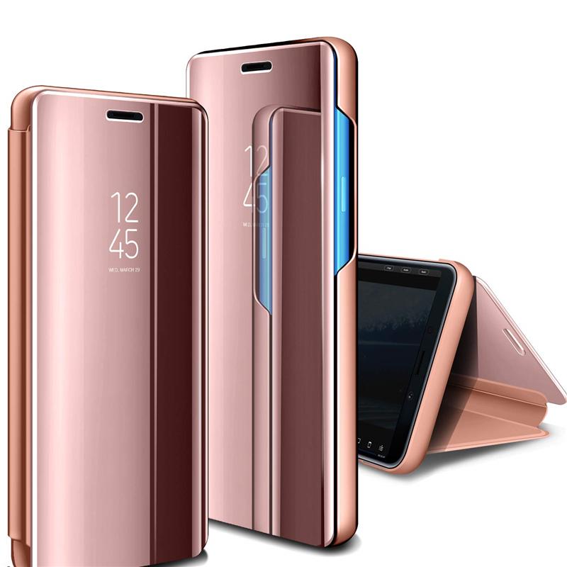 Умный зеркальный противоударный чехол для телефона для Samsung Huawei Honor Xiaomi Redmi iPhone OnePlus Магнитный флип-чехол из искусственной кожи