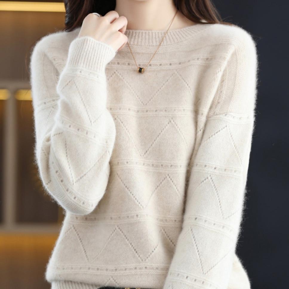 Женский свитер, женский осенне-зимний корейский вариант, универсальный, модный, высококачественный, однотонный, свитер с длинными рукавами, трикотажный, базовый свитер