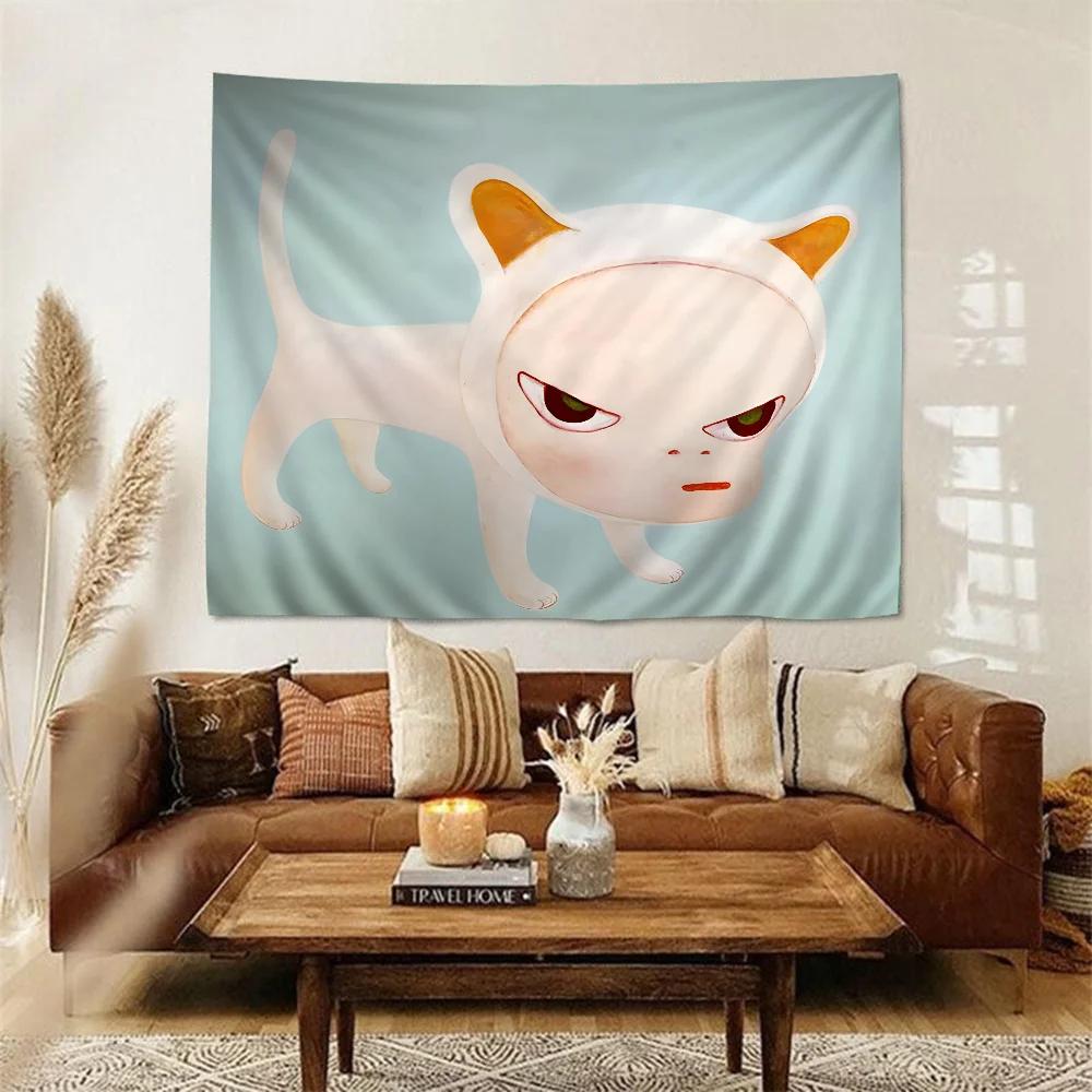1pc Yoshitomo Nara Anime Tapestry Art Science Fiction Room Home Decor Wall Art Decor For Living Room Bedroom