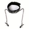 Pu Leather Collar Chain Collar With Nipple Clip BDSM Bondage, Adult Sex Toys For Men Women