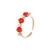 2026 Trendy Cute Sweet Red Strawberry Crystal Rings For Women Girls Korean Small Fresh Fruits Open Finger Ring Wedding Jewelry