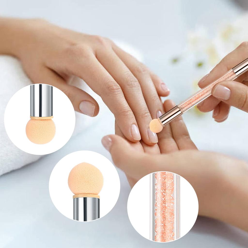 Набор кистей для нейл-арта, 9 шт. - Лайнеры/Доттеры + Спонж-ручка для гелевых ногтей