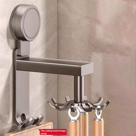 Вешалка для посуды с вращающимися крючками. Настенный кухонный органайзер. Прочная, выдерживает нагрузку. Легко использовать.