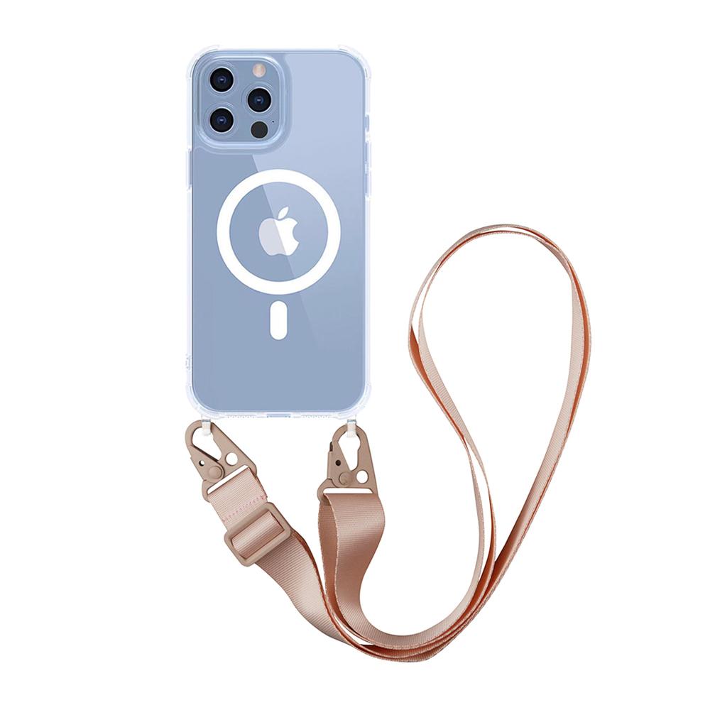 For Magsafe Magnetic Wireless Charging TPU Clear lanyard Crossbody Phone Case For iPhone 12 13 14 15 16 Pro Max