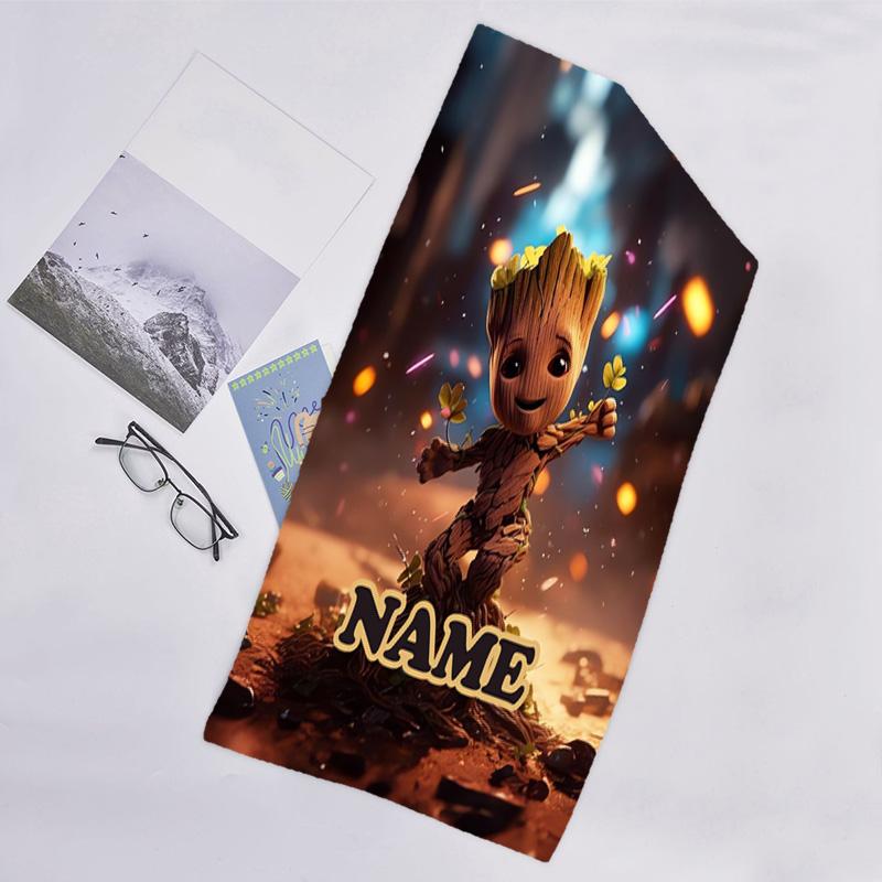 1pc Groot3 Beach Towel with Custom Name, Beach/Swimming/Bath/Picnic/Camping Towel, Suitable for Seaside Beaches