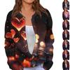 Women's Valentine's Day Print Long Sleeve Knit Cardigan Button Jacket