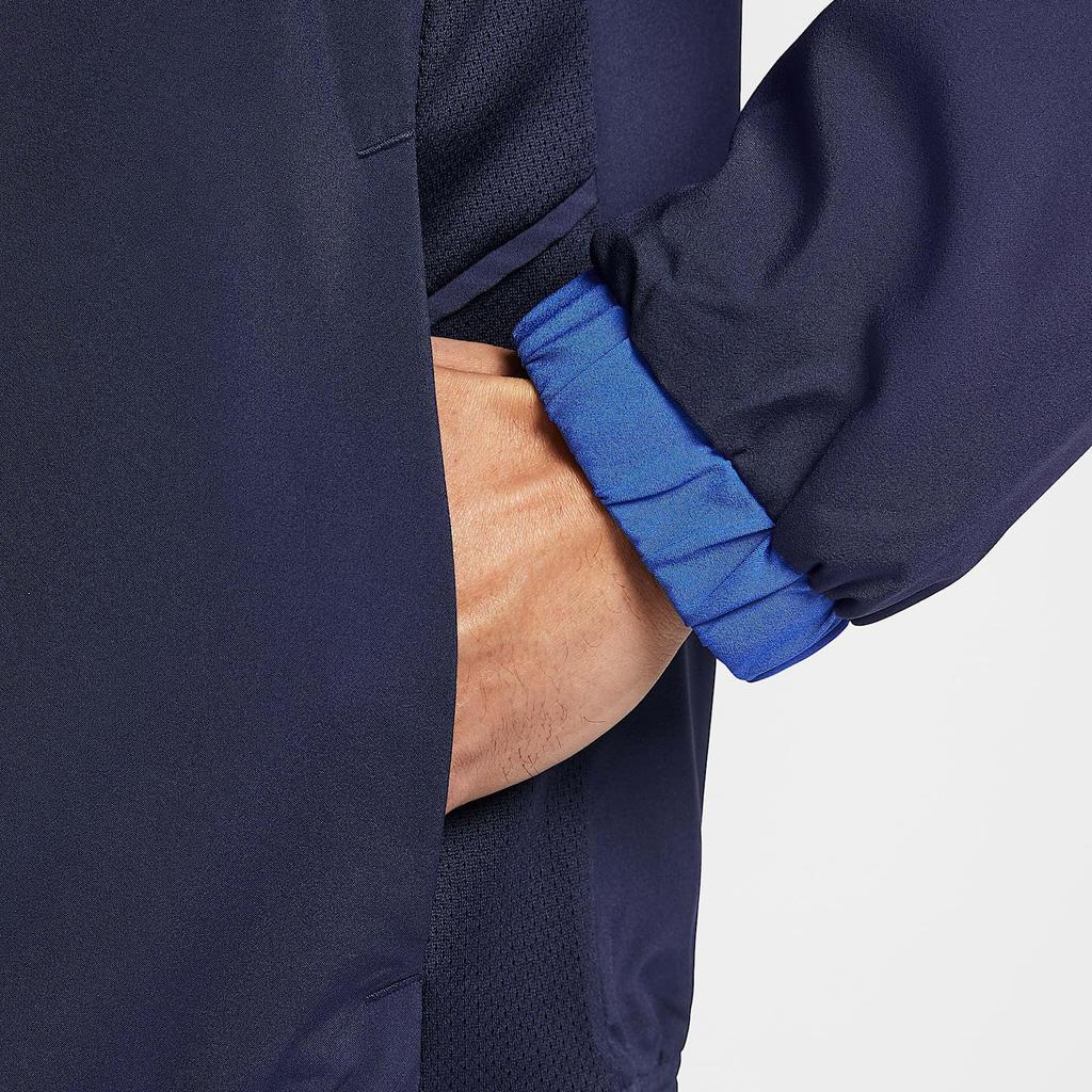 Nike Куртка мужская Dri-Fit Academy Logo быстросохнущая тканая с длинным рукавом темно-синяя IB8903-410