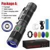 Tactical Flashlight Green Red Powerful LED Flashlight Five Colors Bright Spotlight Long Range Zoomable Emergency Torch Outdoor