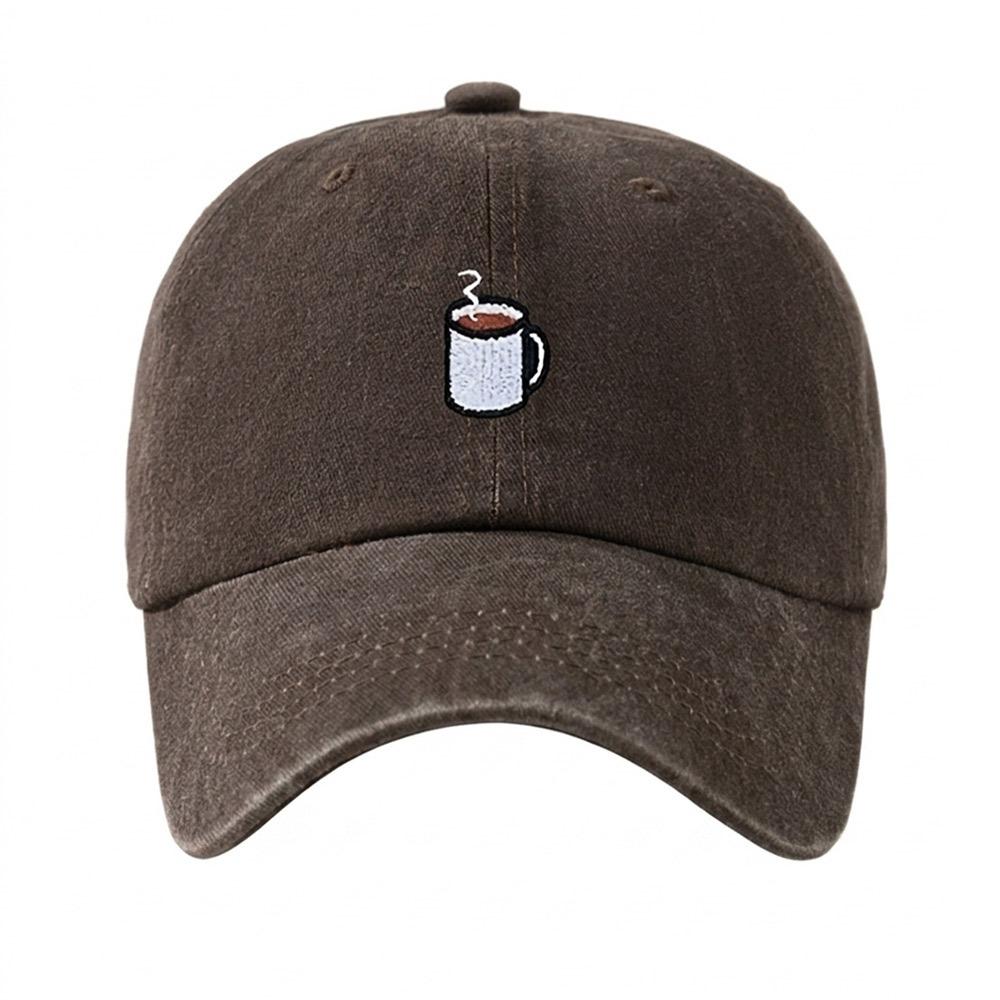 Embroidered Coffee Cup Baseball Cap Hip Hop Sun Hat Retro Distressed Baseball Cap  Unisex