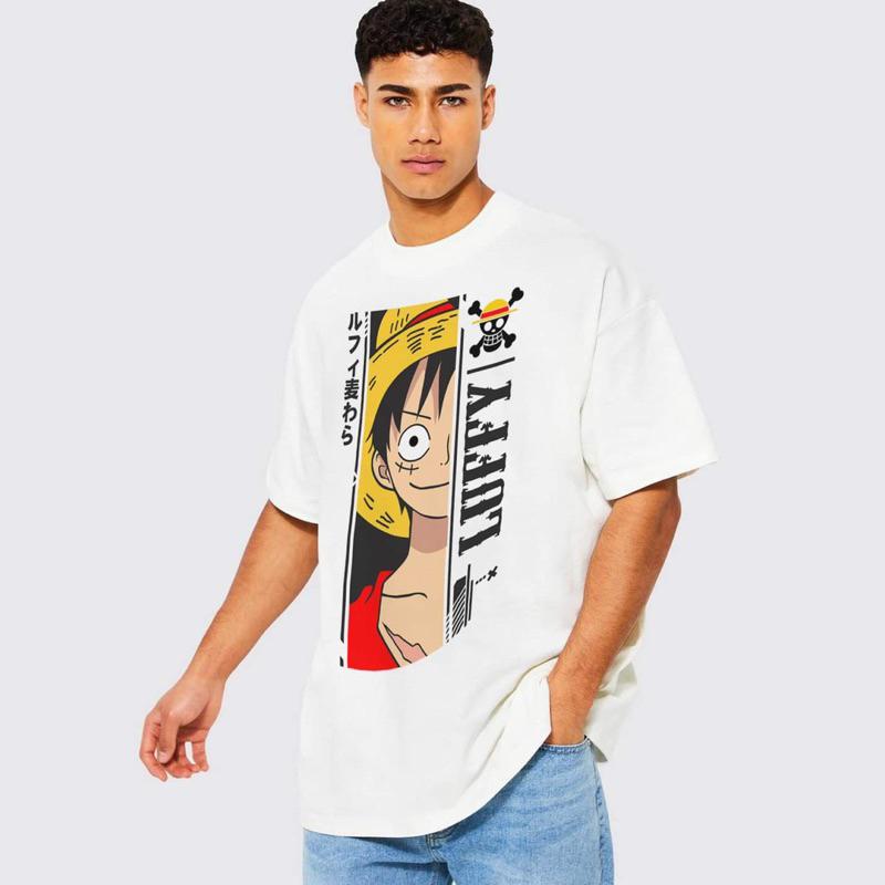 Anime Luffy Graphic Print Men's T-shirt Korean Oversized Tops Unisex