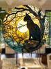 1pc Black Cat Sunset Front Art Stained Window Hanging, Suncatcher Acrylic Wreath Sign Garden Outdoor Decorative Artwork