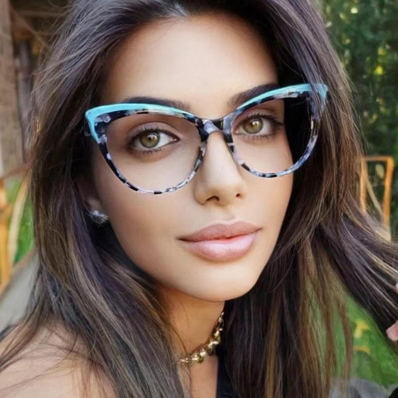 Модные разноцветные оправы для очков с эффектом «кошачий глаз», плоская оправа, защита от синего света, стиль Ins, модные, для отдыха и универсальные