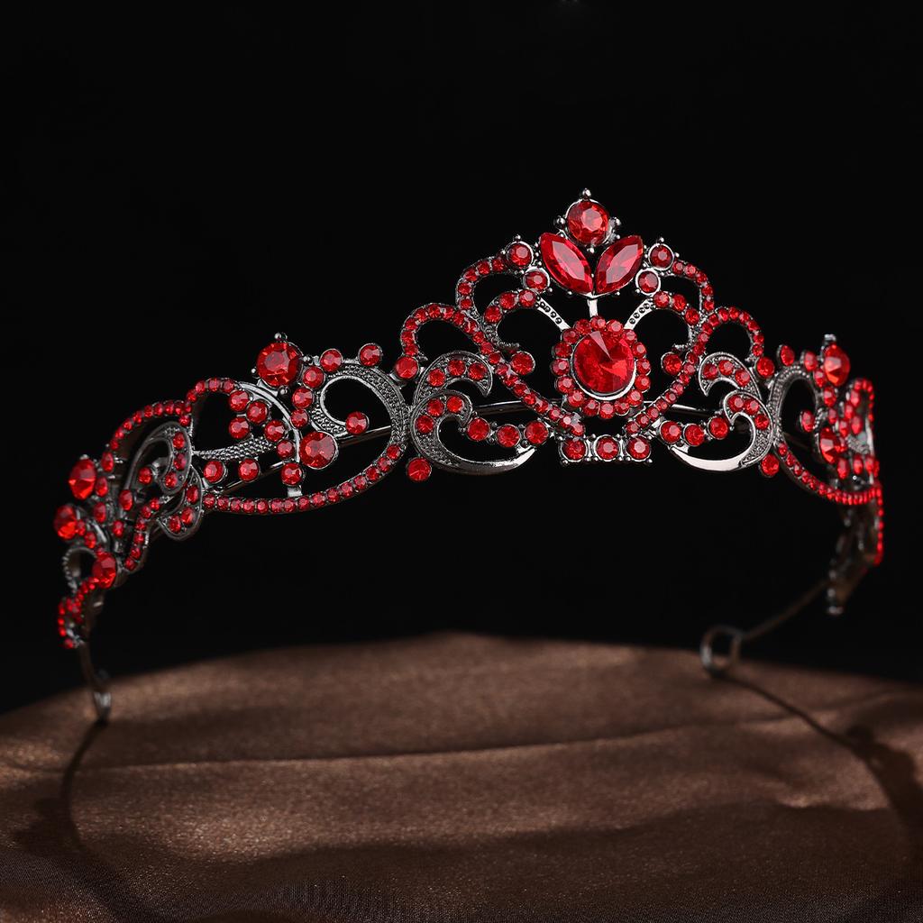 Retro and Fashionable Water Diamond Crown Headwear Halloween Black Crown Cosplay Costume Party and Ball Style Accessories