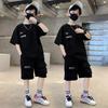 Summer Boys' Sport Clothing Sets Big Kids Loose Clothes Suit Short Sleeve Tops+Shorts 2Pcs Children Outfits