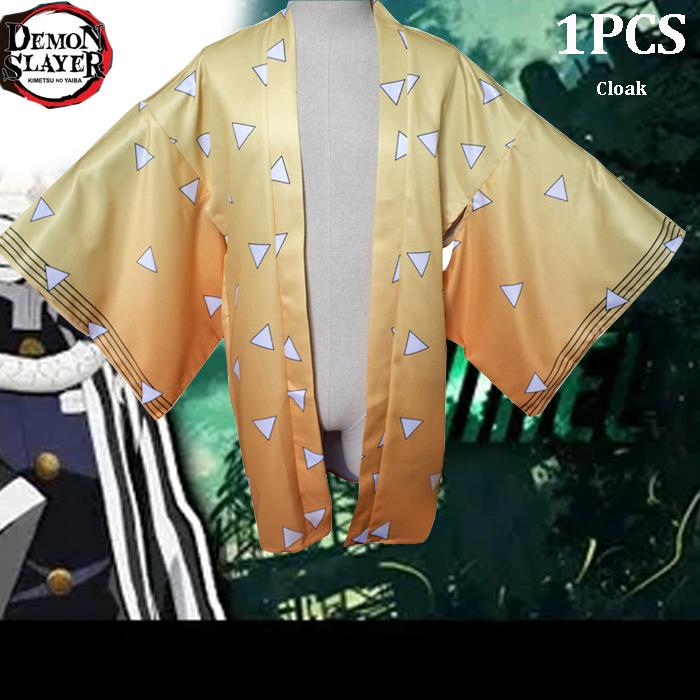 Аниме Kimetsu No Yaiba Косплей Костюм Demon Slayer Agatsuma Zenitsu Косплей Кимоно Накидки Брюки Топ Хэллоуин Костюм желтый