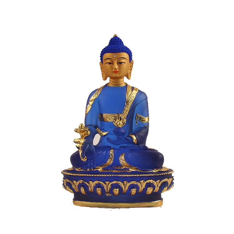 20.5cm Blue Color Resin Medicine/Pharmacist Rulai Buddha Statue,Tibetan Keep Safe Suppliers Home Putting Decorations Figurines