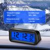 Car LCD Thermometer Clock - Digital Temperature Humidity Monitor with 3 Colors Display (Blue/Orange/Green)