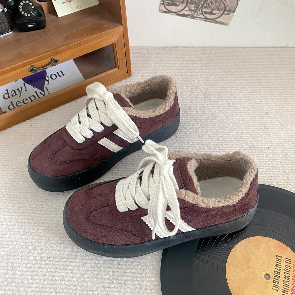 BE-6790 Платформенные вельветовые кеды из овечьей шерсти женские кеды 2024 новая зимняя теплая хлопковая обувь немецкие тренировочные туфли