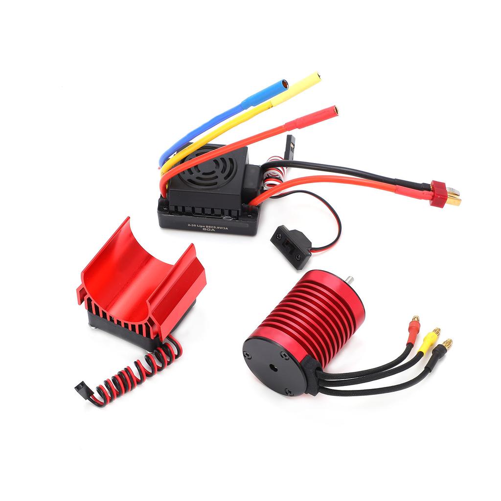 Waterproof F540 3300KV 4 Pole Brushless Motor 60A ESC Set with Heat Sink Combo for 110 RC Car
